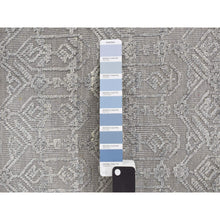 Load image into Gallery viewer, 2&#39;x2&#39; Spanish Gray, Silk with Textured Wool, Sample Strike Off, Tone on Tone Jewelry Design, Hand Knotted, Square, Oriental Rug FWR468126