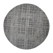 Load image into Gallery viewer, 11&#39;10&quot;x11&#39;10&quot; Sharkskin Gray, Hand Spun Undyed Natural Wool, Erased Modern Design, Hand Knotted, Oversized Round Oriental Rug FWR468210