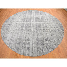 Load image into Gallery viewer, 11&#39;10&quot;x11&#39;10&quot; Sharkskin Gray, Hand Spun Undyed Natural Wool, Erased Modern Design, Hand Knotted, Oversized Round Oriental Rug FWR468210