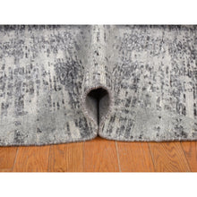 Load image into Gallery viewer, 11&#39;10&quot;x11&#39;10&quot; Sharkskin Gray, Hand Spun Undyed Natural Wool, Erased Modern Design, Hand Knotted, Oversized Round Oriental Rug FWR468210