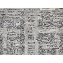 Load image into Gallery viewer, 11&#39;10&quot;x11&#39;10&quot; Sharkskin Gray, Hand Spun Undyed Natural Wool, Erased Modern Design, Hand Knotted, Oversized Round Oriental Rug FWR468210