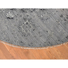 Load image into Gallery viewer, 12&#39;x12&#39; Spanish Gray, Broken Persian Erased Design, Pure Silk with Textured Wool, Hand Knotted, Round Oriental Rug FWR468216