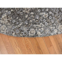 Load image into Gallery viewer, 11&#39;9&quot;x11&#39;9&quot; Stone Gray, Cypress Tree Design, Silk with Textured Wool, Hand Knotted, Round Oriental Rug FWR468258