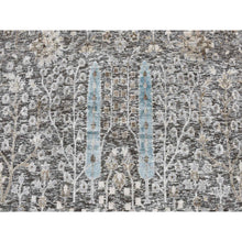 Load image into Gallery viewer, 11&#39;9&quot;x11&#39;9&quot; Stone Gray, Cypress Tree Design, Silk with Textured Wool, Hand Knotted, Round Oriental Rug FWR468258