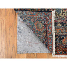 Load image into Gallery viewer, 4&#39;1&quot;x6&#39;4&quot; Midnight Blue, Antique Persian Isfahan, Garden Design, Evenly Worn Out, Cropped Thin, 100% Wool, Hand Knotted, Cleaned with Sides and Ends Professionally Secured, Oriental Rug FWR468438