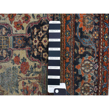 Load image into Gallery viewer, 4&#39;1&quot;x6&#39;4&quot; Midnight Blue, Antique Persian Isfahan, Garden Design, Evenly Worn Out, Cropped Thin, 100% Wool, Hand Knotted, Cleaned with Sides and Ends Professionally Secured, Oriental Rug FWR468438