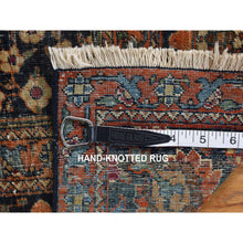 Load image into Gallery viewer, 4&#39;1&quot;x6&#39;4&quot; Midnight Blue, Antique Persian Isfahan, Garden Design, Evenly Worn Out, Cropped Thin, 100% Wool, Hand Knotted, Cleaned with Sides and Ends Professionally Secured, Oriental Rug FWR468438