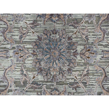 Load image into Gallery viewer, 6&#39;x9&#39;1&quot; Light Green, Pure Silk with Textured Wool, Mughal Design, Hand Knotted, Oriental Rug FWR468660