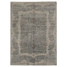 Load image into Gallery viewer, 8&#39;10&quot;x11&#39;10&quot; Laurel Green, Pure Silk with Textured Wool, Mughal Design, Hand Knotted, Oriental Rug FWR468666