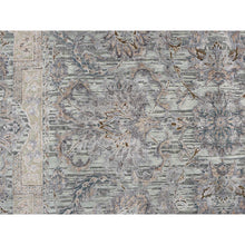 Load image into Gallery viewer, 8&#39;10&quot;x11&#39;10&quot; Laurel Green, Pure Silk with Textured Wool, Mughal Design, Hand Knotted, Oriental Rug FWR468666