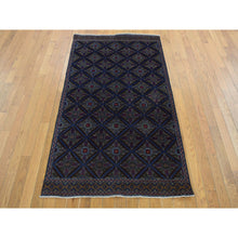 Load image into Gallery viewer, 3&#39;7&quot;x6&#39;2&quot; Bdazzled Blue, Afghan Baluch, Geometric Design and Well Made, 100% Wool, Hand Knotted, Oriental Rug FWR468696