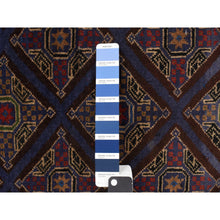 Load image into Gallery viewer, 3&#39;7&quot;x6&#39;2&quot; Bdazzled Blue, Afghan Baluch, Geometric Design and Well Made, 100% Wool, Hand Knotted, Oriental Rug FWR468696