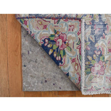 Load image into Gallery viewer, 1&#39;7&quot;x2&#39;2&quot; Berry Blue, Vintage Persian Kerman with All Over Leaf Design, Worn Down, Distressed, Hand Knotted, Pure Wool, Mat, Oriental Rug FWR468720