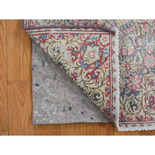 Load image into Gallery viewer, 1&#39;9&quot;x1&#39;9&quot; Indigo Blue, Vintage Persian Kerman with Flowers and Birds Design, Worn Down, Distressed, Pure Wool, Hand Knotted, Square, Oriental Rug FWR468744