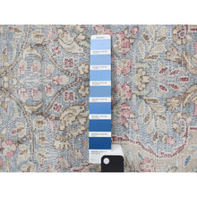 Load image into Gallery viewer, 1&#39;9&quot;x3&#39;7&quot; Stone Blue, Vintage Persian Kerman with All Over Leaf and Birds Design, Worn Down, Distressed, Hand Knotted, Pure Wool, Mat, Oriental Rug FWR468798