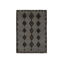 Load image into Gallery viewer, 3&#39;10&quot;x5&#39;8&quot; Metal Brown, Afghan Baluch, Geometric Design, Hand Knotted, Pure Wool, Oriental Rug FWR468846