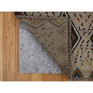 3'10"x5'8" Metal Brown, Afghan Baluch, Geometric Design, Hand Knotted, Pure Wool, Oriental Rug FWR468846