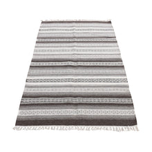 Load image into Gallery viewer, 3&#39;x5&#39;2&quot; Battleship Gray, Striped Reversible Kilim, Hand Woven, Flat Weave, Oriental Rug FWR468858