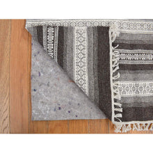 Load image into Gallery viewer, 3&#39;x5&#39;2&quot; Battleship Gray, Striped Reversible Kilim, Hand Woven, Flat Weave, Oriental Rug FWR468858