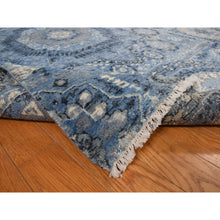 Load image into Gallery viewer, 9&#39;x12&#39;4&quot; Steel Blue, Pure Silk, Borderless Antiqued Mamluk Design, Hand Knotted, Oriental Rug FWR468882