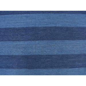 6'x9'3" Ruddy Blue, Pure Cotton, Durie Kilim Flat Weave, Stripe Design, Hand Woven, Reversible Oriental Rug FWR468960