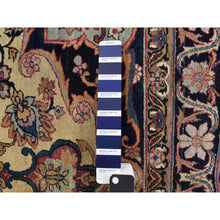 Load image into Gallery viewer, 4&#39;2&quot;x6&#39;4&quot; Tottenham Navy Blue, Antique Persian Lavar Kerman in Good Condition, Medallion Design with Even Wear, 100% Wool, Hand Knotted Oriental Rug FWR469086