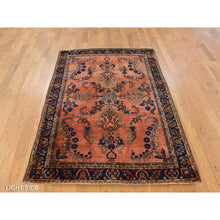 Load image into Gallery viewer, 4&#39;2&quot;x6&#39;4&quot; Orange Rust, Antique Persian Sarouk Mohajoren in Good Condition, 100% Wool, Hand Knotted, Clean with Soft Pile Oriental Rug FWR469098