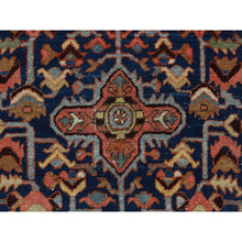 Load image into Gallery viewer, 4&#39;6&quot;x5&#39;6&quot; Space Cadet Blue, Antique Persian Heriz in Good Condition, Even Wear, Wide Serapi Borders, 100% Wool, Hand Knotted Oriental Rug FWR469104