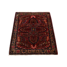 Load image into Gallery viewer, 2&#39;x2&#39;6&quot; Jalapeno Red, Hand Knotted Mat In Good Condition, Antique Persian Sarouk Even Wear, Natural Wool, Oriental Rug FWR469122