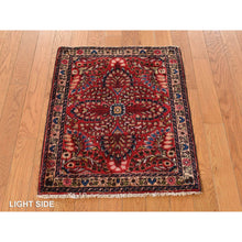 Load image into Gallery viewer, 2&#39;x2&#39;6&quot; Jalapeno Red, Hand Knotted Mat In Good Condition, Antique Persian Sarouk Even Wear, Natural Wool, Oriental Rug FWR469122