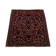 Load image into Gallery viewer, 1&#39;10&quot;x2&#39;6&quot; Dahlia Red, Antique Persian Sarouk, Organic Wool, Hand Knotted Even Wear, Mat In Good Condition, Oriental Rug FWR469128