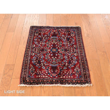 Load image into Gallery viewer, 1&#39;10&quot;x2&#39;6&quot; Dahlia Red, Antique Persian Sarouk, Organic Wool, Hand Knotted Even Wear, Mat In Good Condition, Oriental Rug FWR469128