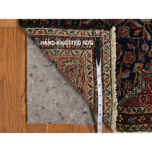 Load image into Gallery viewer, 2&#39;x2&#39;10&quot; Prussian Blue and Winery Red, Antique Persian Sarouk, Hand Knotted 100% Wool, Even Wear, Good Condition, Oriental Mat Rug FWR469134