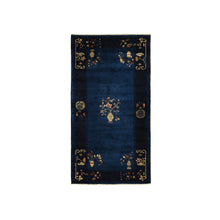 Load image into Gallery viewer, 3&#39;x5&#39;8&quot; Big Dipper Blue, Antique Chinese Peking, Clean and Soft, Sides and Ends Professionally Secured, Pure Wool, Full Pile In Mint Condition, Hand Knotted Oriental Rug FWR469170