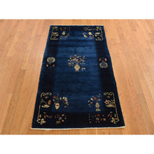 Load image into Gallery viewer, 3&#39;x5&#39;8&quot; Big Dipper Blue, Antique Chinese Peking, Clean and Soft, Sides and Ends Professionally Secured, Pure Wool, Full Pile In Mint Condition, Hand Knotted Oriental Rug FWR469170