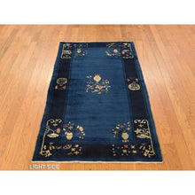 Load image into Gallery viewer, 3&#39;x5&#39;8&quot; Big Dipper Blue, Antique Chinese Peking, Clean and Soft, Sides and Ends Professionally Secured, Pure Wool, Full Pile In Mint Condition, Hand Knotted Oriental Rug FWR469170