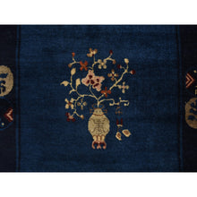 Load image into Gallery viewer, 3&#39;x5&#39;8&quot; Big Dipper Blue, Antique Chinese Peking, Clean and Soft, Sides and Ends Professionally Secured, Pure Wool, Full Pile In Mint Condition, Hand Knotted Oriental Rug FWR469170