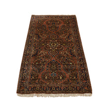 Load image into Gallery viewer, 2&#39;6&quot;x4&#39;10&quot; Mahagony Rose, Antique Persian Sarouk Mat In Mint Condition, Clean and Soft, Pure Wool, Full Pile Hand Knotted Oriental Rug FWR469176