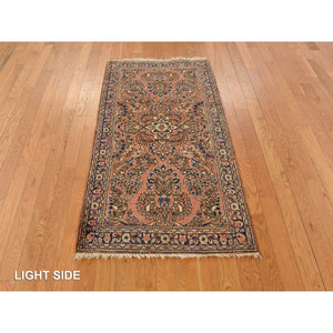 2'6"x4'10" Mahagony Rose, Antique Persian Sarouk Mat In Mint Condition, Clean and Soft, Pure Wool, Full Pile Hand Knotted Oriental Rug FWR469176