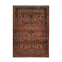 Load image into Gallery viewer, 4&#39;1&quot;x7&#39; Cinnabar Red, Hand Knotted Organic Wool, Antique Persian Sarouk In Mint Condition, Soft And Clean, Full Pile, Oriental Rug FWR469200