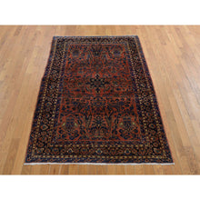 Load image into Gallery viewer, 4&#39;1&quot;x7&#39; Cinnabar Red, Hand Knotted Organic Wool, Antique Persian Sarouk In Mint Condition, Soft And Clean, Full Pile, Oriental Rug FWR469200