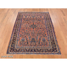 Load image into Gallery viewer, 4&#39;1&quot;x7&#39; Cinnabar Red, Hand Knotted Organic Wool, Antique Persian Sarouk In Mint Condition, Soft And Clean, Full Pile, Oriental Rug FWR469200