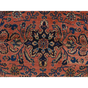 4'1"x7' Cinnabar Red, Hand Knotted Organic Wool, Antique Persian Sarouk In Mint Condition, Soft And Clean, Full Pile, Oriental Rug FWR469200