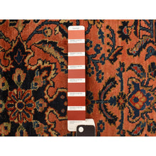 Load image into Gallery viewer, 4&#39;1&quot;x7&#39; Cinnabar Red, Hand Knotted Organic Wool, Antique Persian Sarouk In Mint Condition, Soft And Clean, Full Pile, Oriental Rug FWR469200