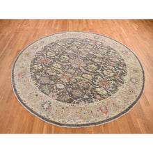 Load image into Gallery viewer, 10&#39;x10&#39; Brindle Gray, Denser Weave, Hand Knotted, All Over Heriz Design, Velvety Wool, Aryana Round Oriental Rug FWR469242