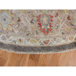 10'x10' Brindle Gray, Denser Weave, Hand Knotted, All Over Heriz Design, Velvety Wool, Aryana Round Oriental Rug FWR469242