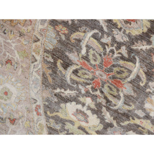 10'x10' Brindle Gray, Denser Weave, Hand Knotted, All Over Heriz Design, Velvety Wool, Aryana Round Oriental Rug FWR469242