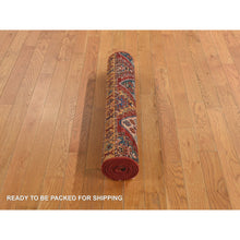 Load image into Gallery viewer, 2&#39;9&quot;x9&#39; Barn Red, Hand Knotted, Pure and Soft Wool, Super Kazak Khorjin Design, Runner Oriental Rug FWR469266