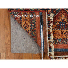 Load image into Gallery viewer, 2&#39;9&quot;x9&#39; Barn Red, Hand Knotted, Pure and Soft Wool, Super Kazak Khorjin Design, Runner Oriental Rug FWR469266