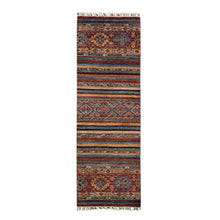 Load image into Gallery viewer, 2&#39;10&quot;x8&#39;4&quot; Pompeian Red, All Natural Wool, Hand Knotted, Denser Weave, Super Kazak Khorjin Design, Runner Oriental Rug FWR469296